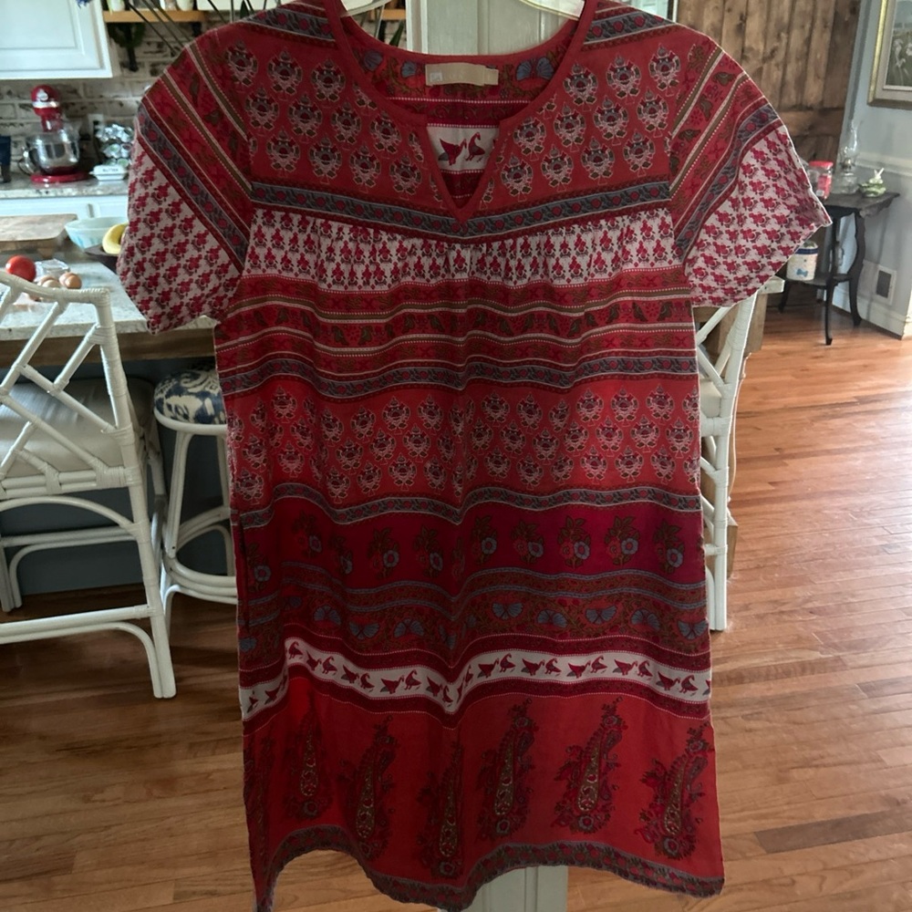 Lacera Red Patterned Midi Dress